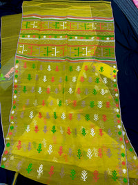 Vibrant yellow color jamdani With its intricate design and durable construction.