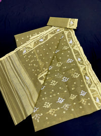 Unique colour Handloom Dhakai jamdani saree jamdani
