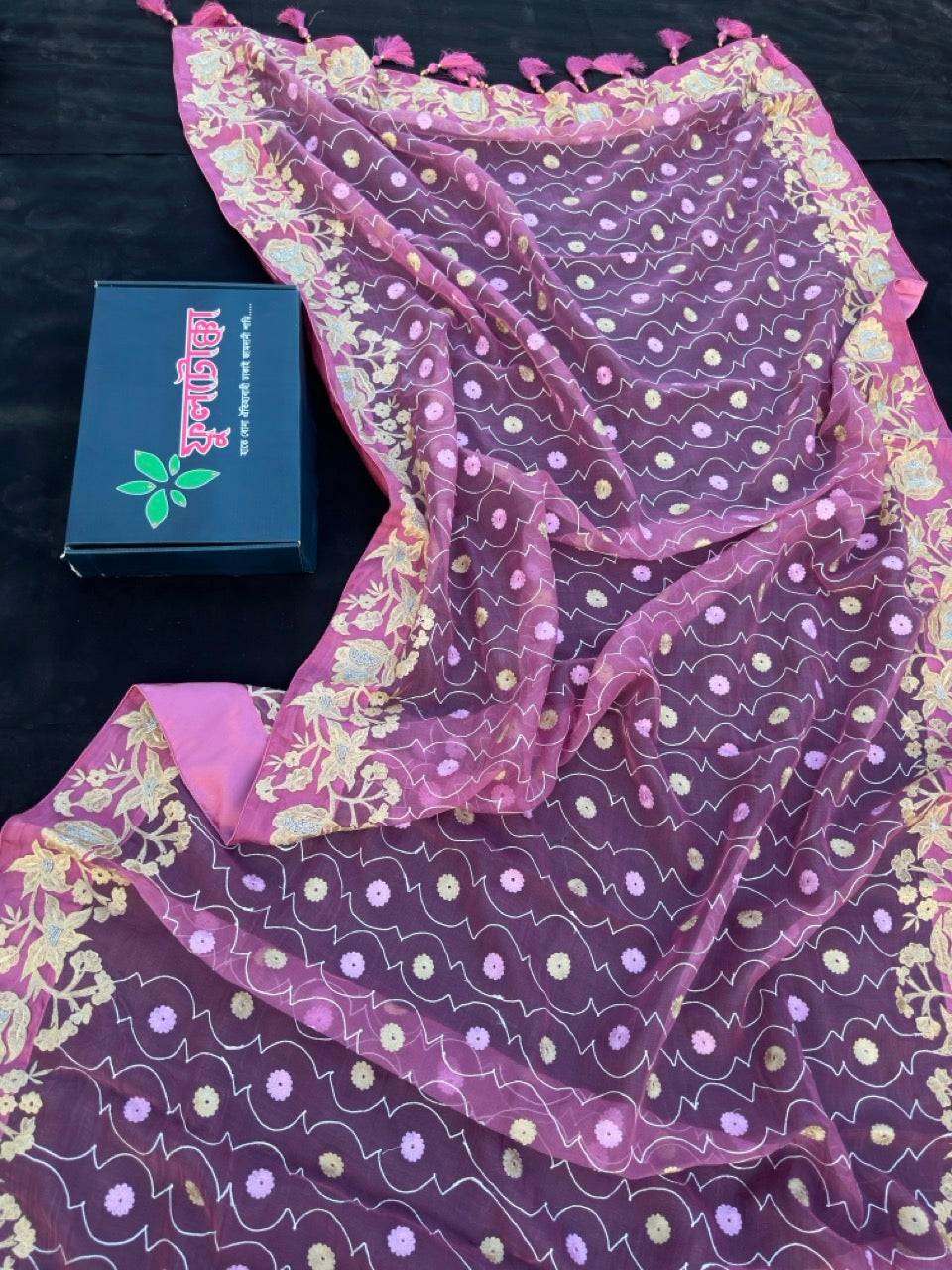 Pink Muslin Saree