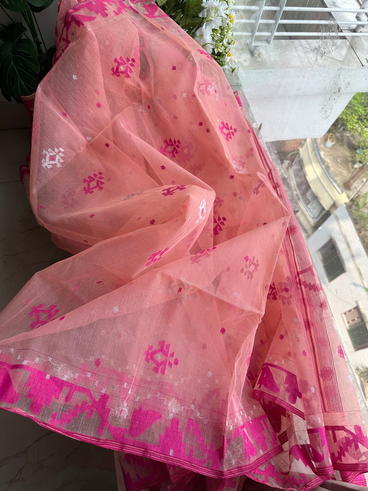Pink jamdani