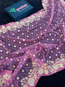 Pink Muslin Saree