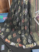 Black colour handloom halfsilk original dhakai jamdani saree with golden silver & copper jori work