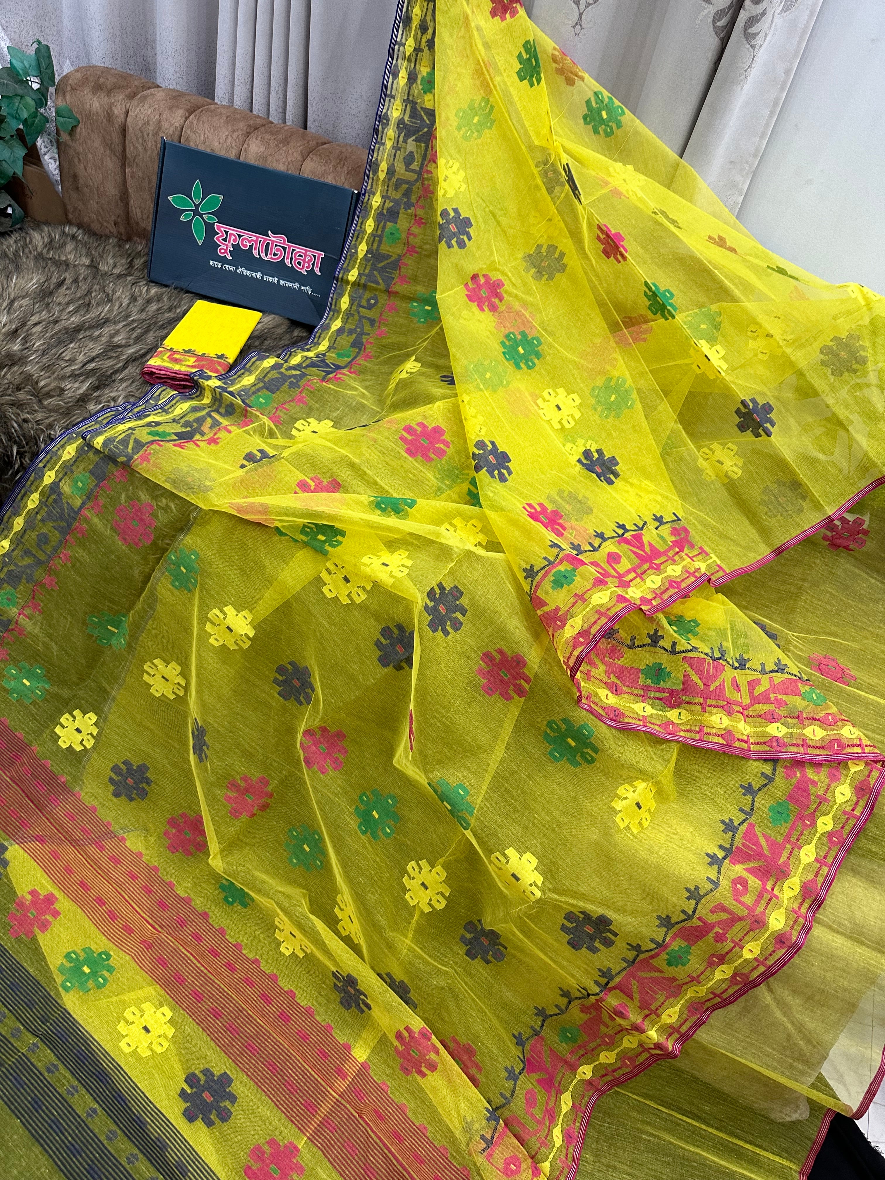 YELLOW WITH MULTI JAMDANI.