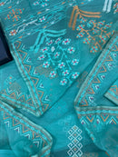 Ice blue exclusive halfsilk jamdani saree all over threads work