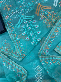 Ice blue exclusive halfsilk jamdani saree all over threads work