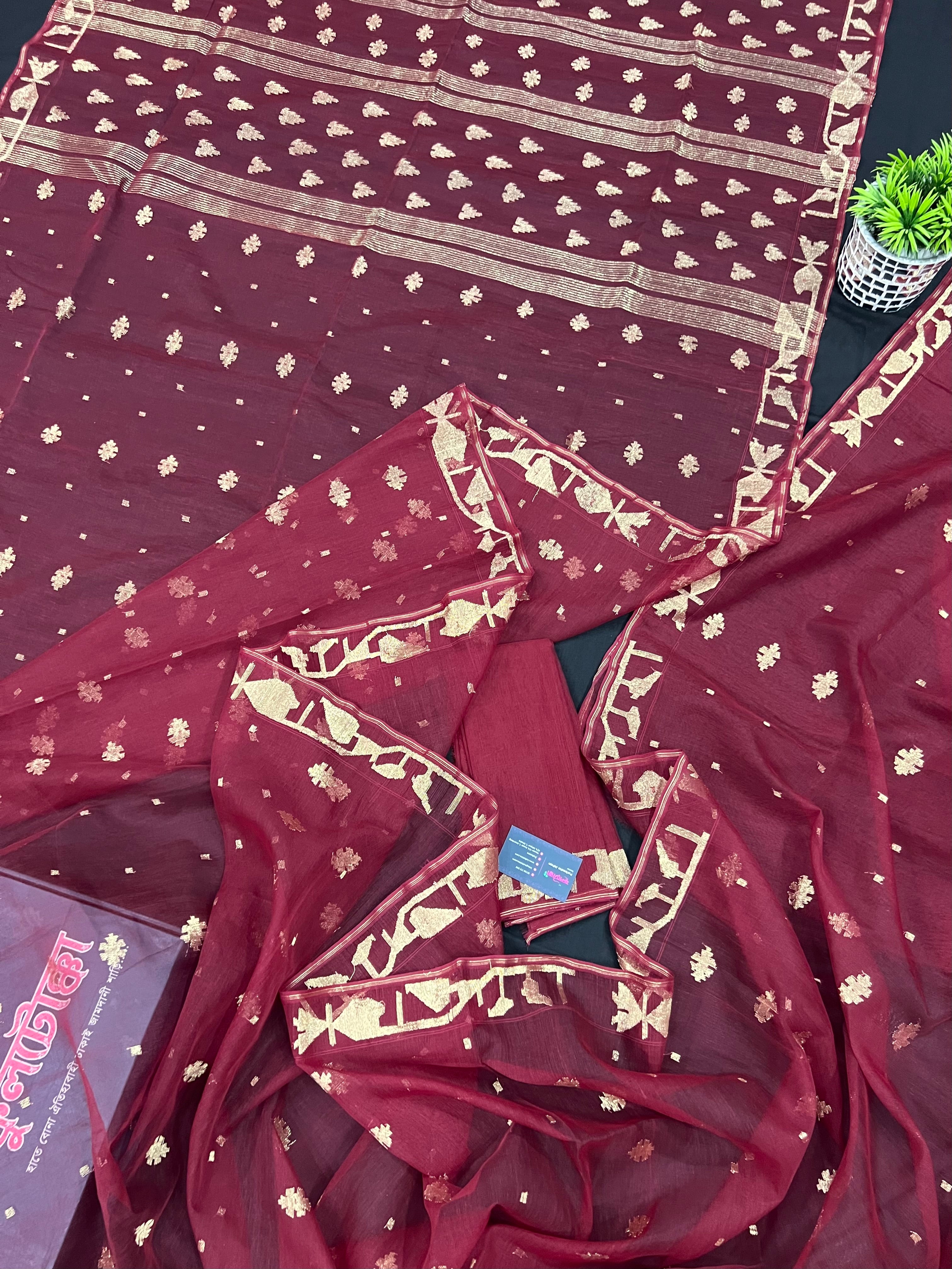 MAROON WITH GOLDEN JORI
