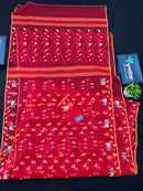 Cherry Red Original Handloom Halfsilk Dhakai Jamdani Saree