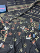 Black colour handloom halfsilk original dhakai jamdani saree with golden silver & copper jori work