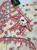 White multi cotton jamdani saree