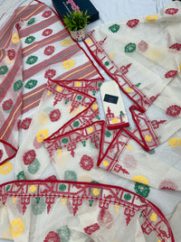 White multi cotton jamdani saree