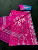 Vibrant Magenta With Intricate Silver Jori Work.