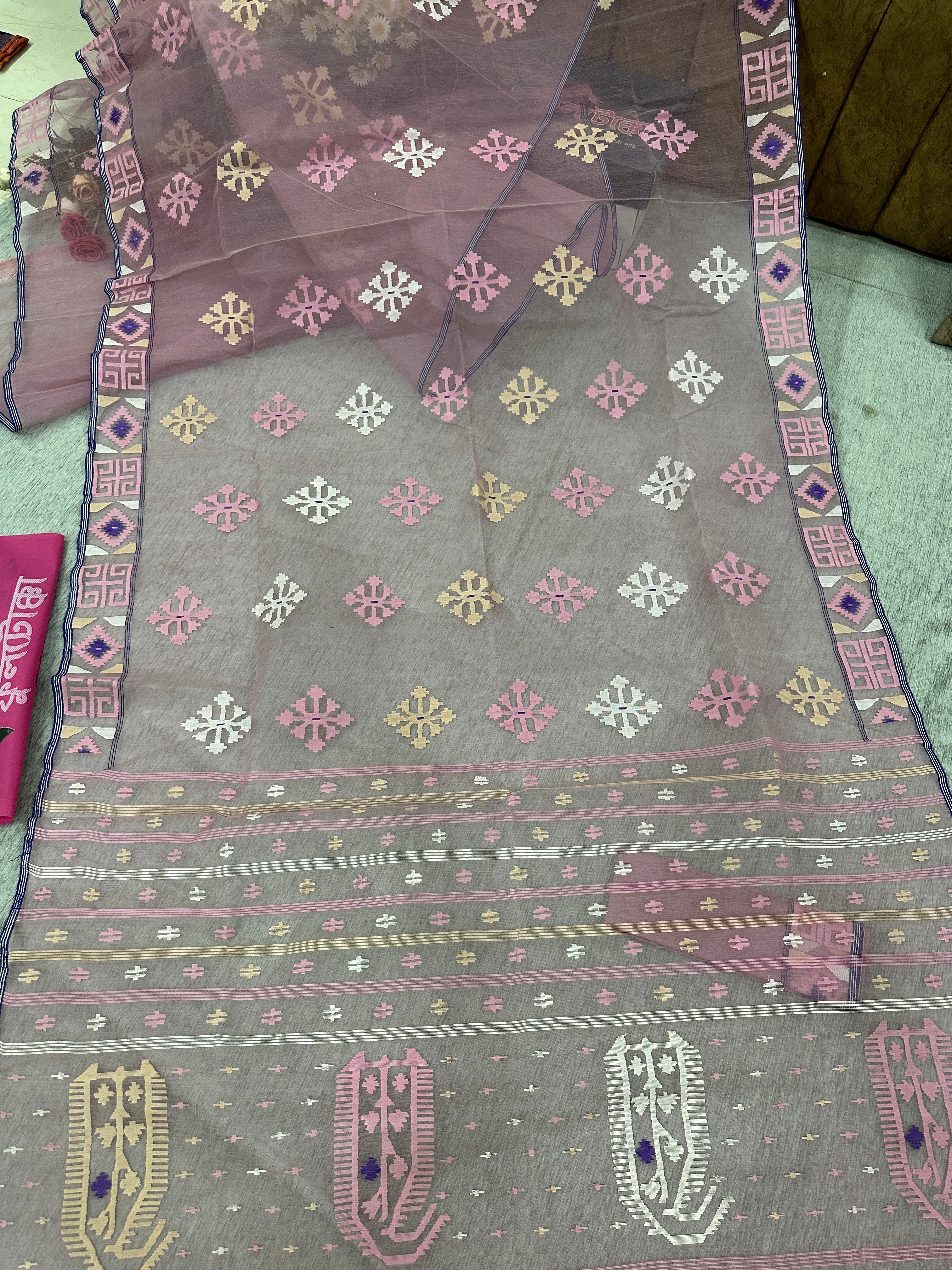 pink jamdani