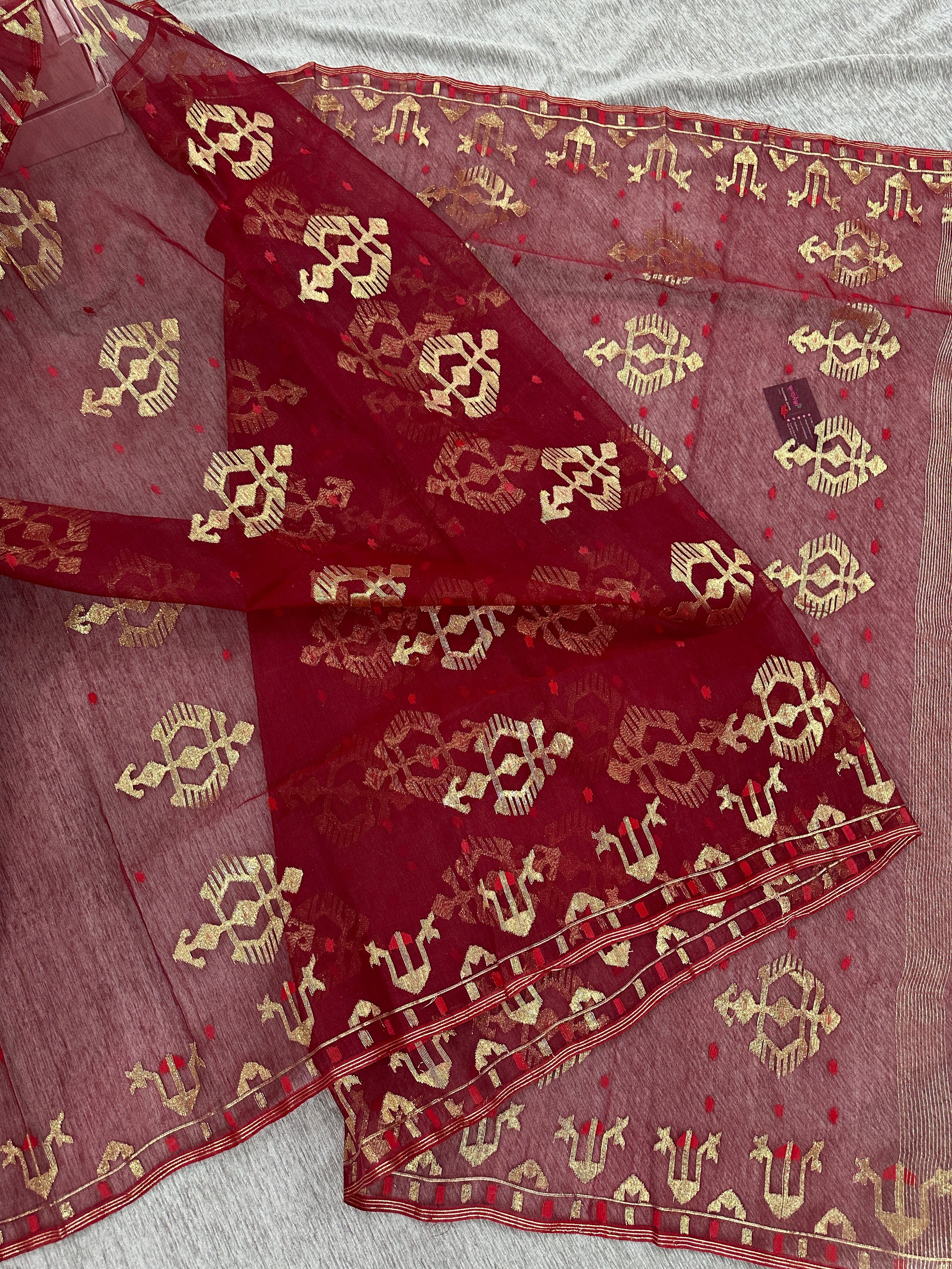 Maroon jamdani
