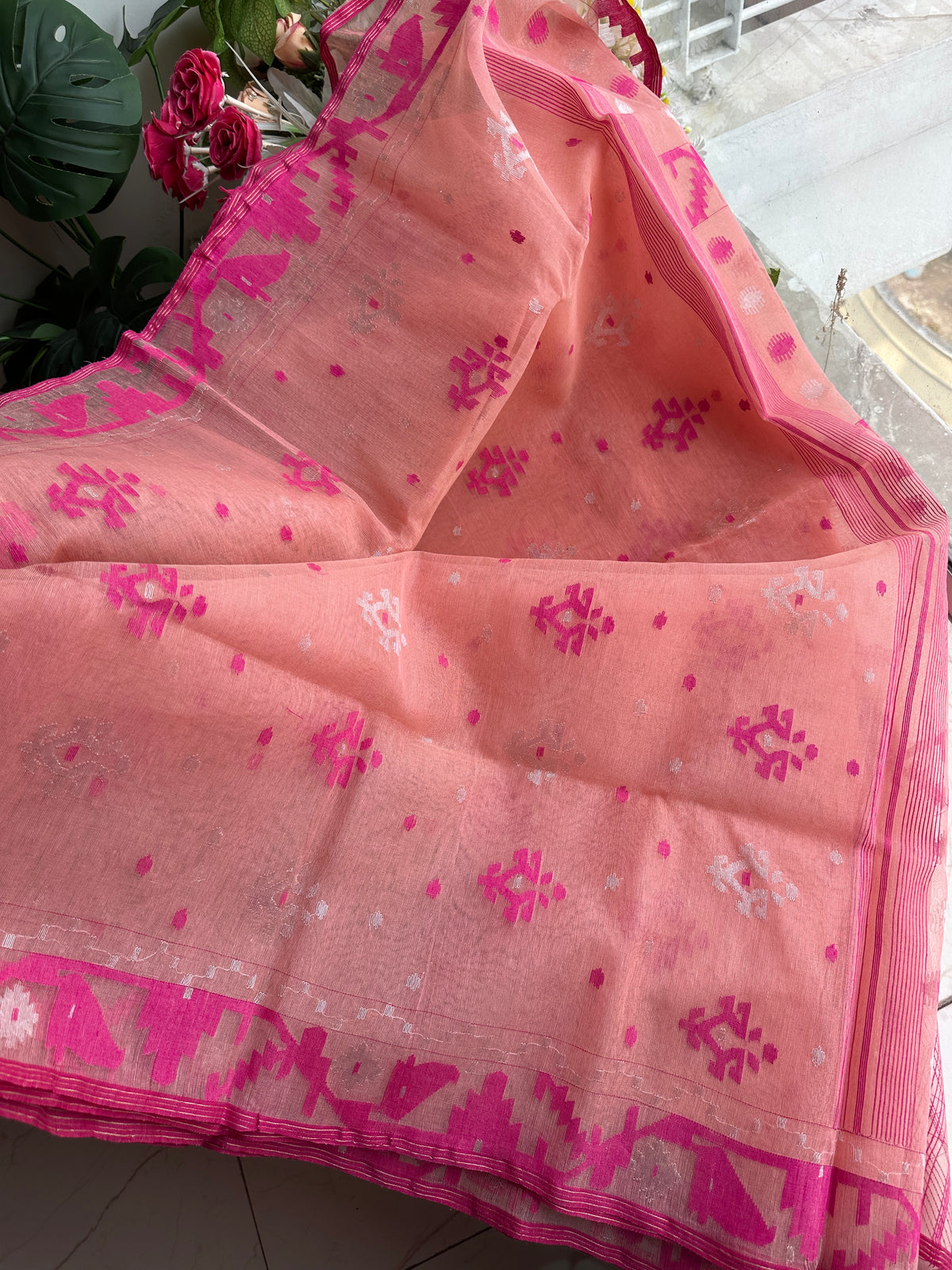 Pink jamdani