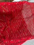 Red budget range halfsilk handloom jamdani saree with blouse piece