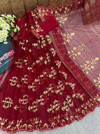 Maroon jamdani
