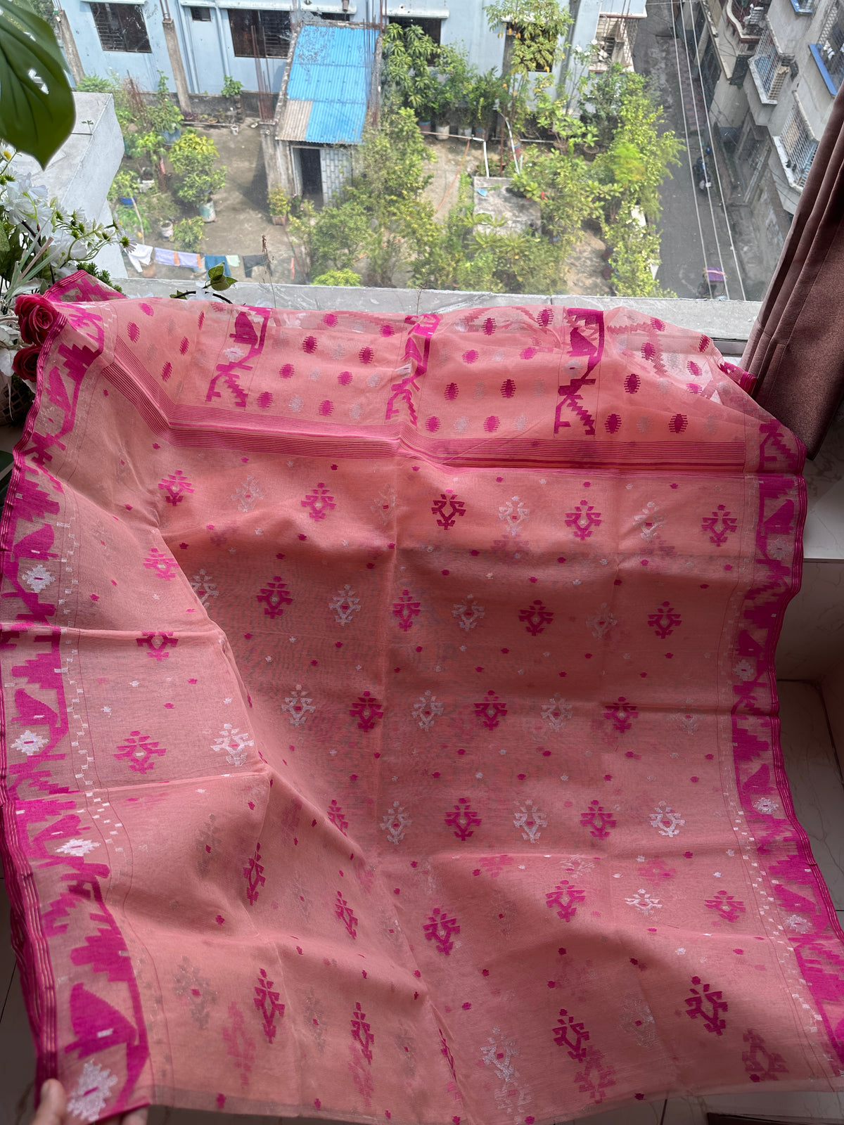 Pink jamdani
