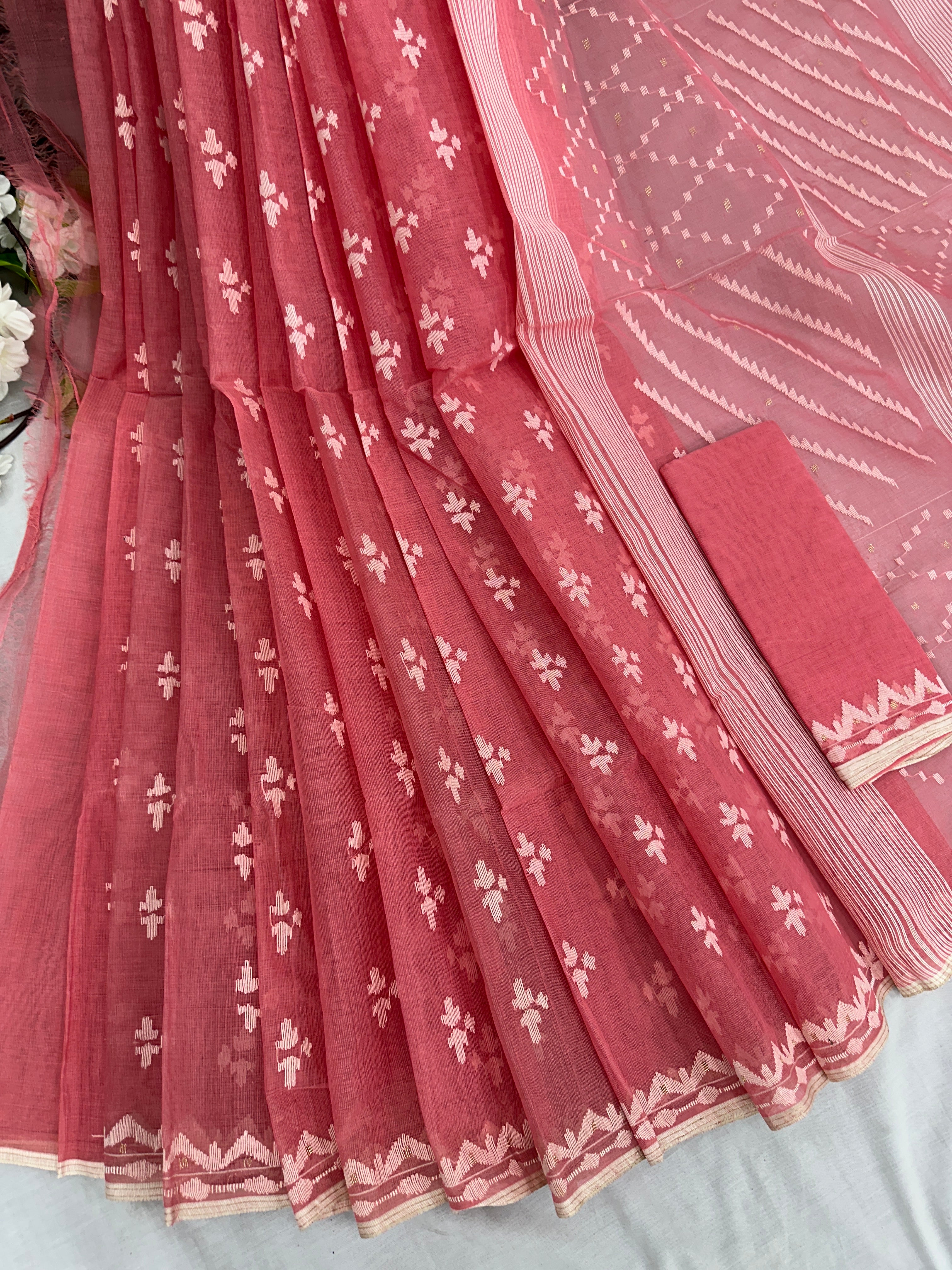 Pink jamdani