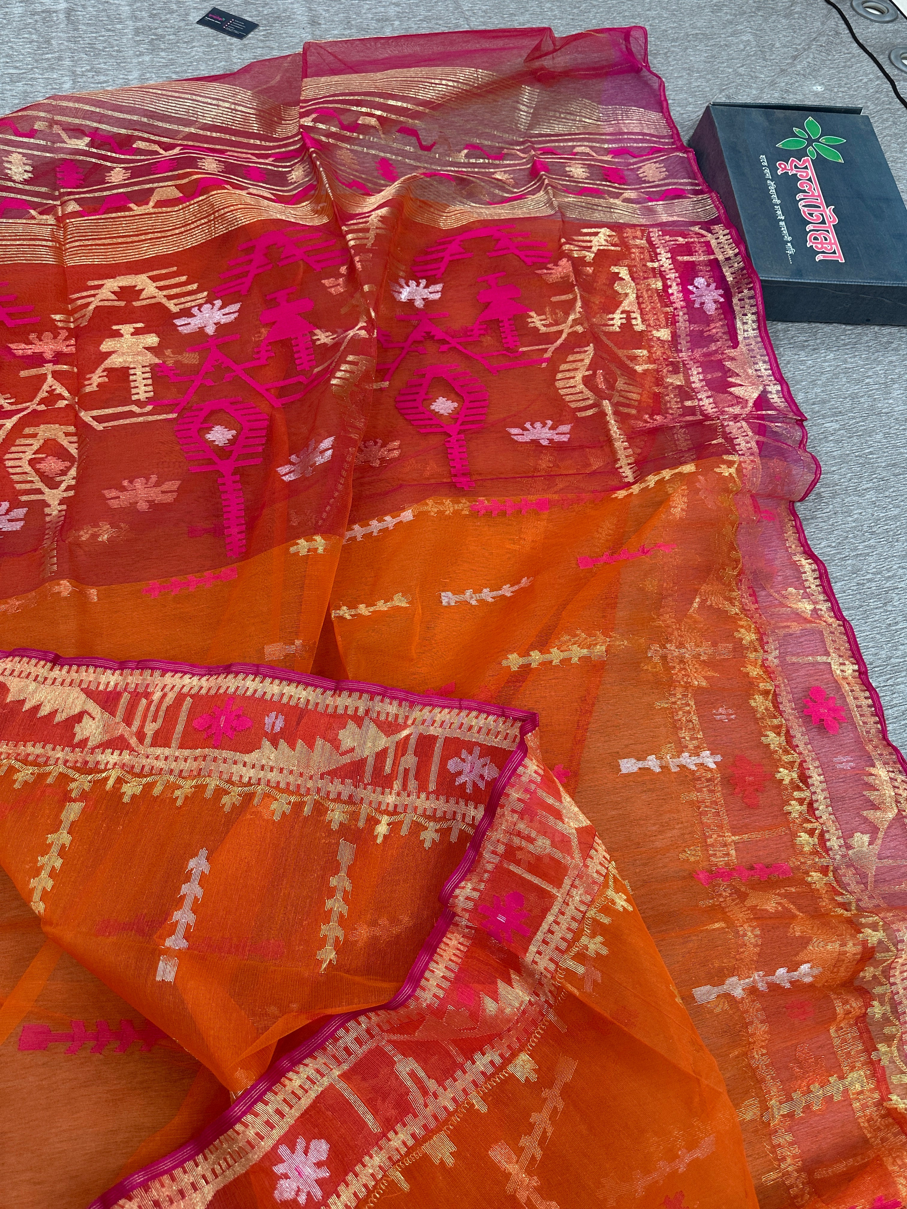 Orange Jamdani