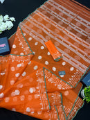 Orange Original Handloom Halfsilk Dhakai Jamdani Saree