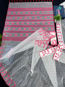 White & Red Original Handloom Cotton Dhakai Jamdani