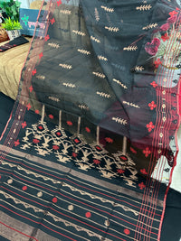 BLACK WITH RED BORDER JAMDANI