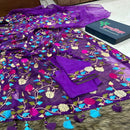 Purple Muslin Saree