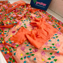 Orange Muslin Saree
