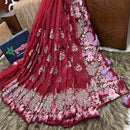 Maroon Muslin Saree