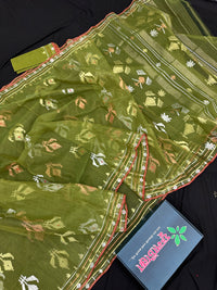 Raw Light Green Jamdani Saree