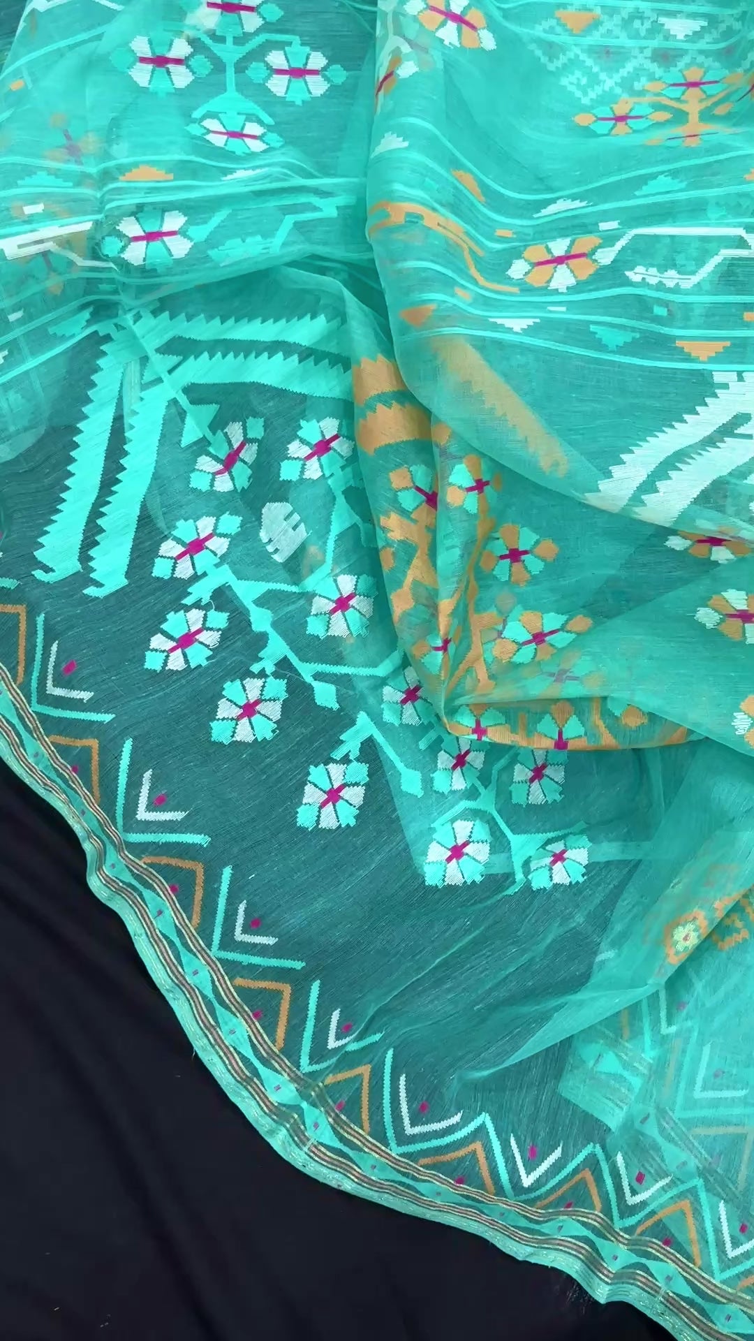Ice blue exclusive halfsilk jamdani saree all over threads work