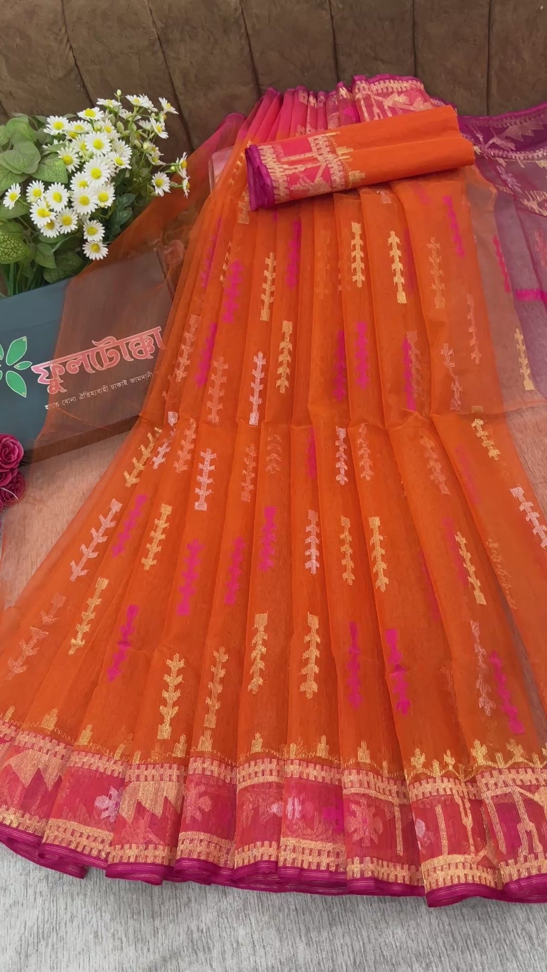 Orange Jamdani