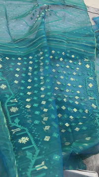 Sea green jamdani