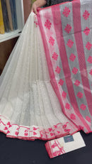 White & Red Original Handloom Cotton Dhakai Jamdani