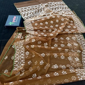 Brown Jamdani Saree 84 Count with Blouse