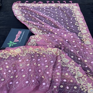 Pink Karchupi Muslin Silk Saree PreOrder