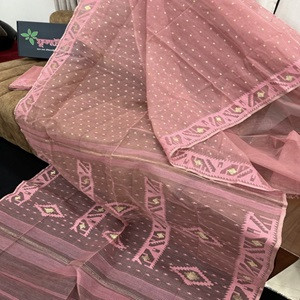 Pink Punch Jamdani Saree 84 Count with Blouse