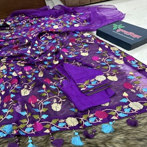 Purple Tantuj Motive Muslin Silk saree PreOrder