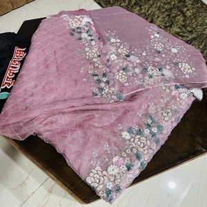 Designer Muslin Silk Saree Pink PreOrder